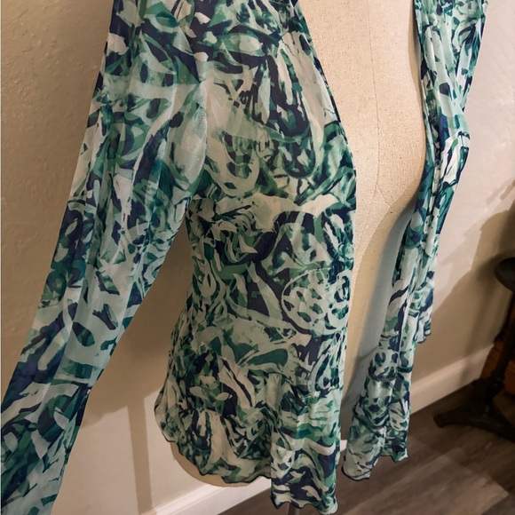 Attitudes by Renee Abstract Print Sheer Cardigan Sz small - Picture 3 of 6